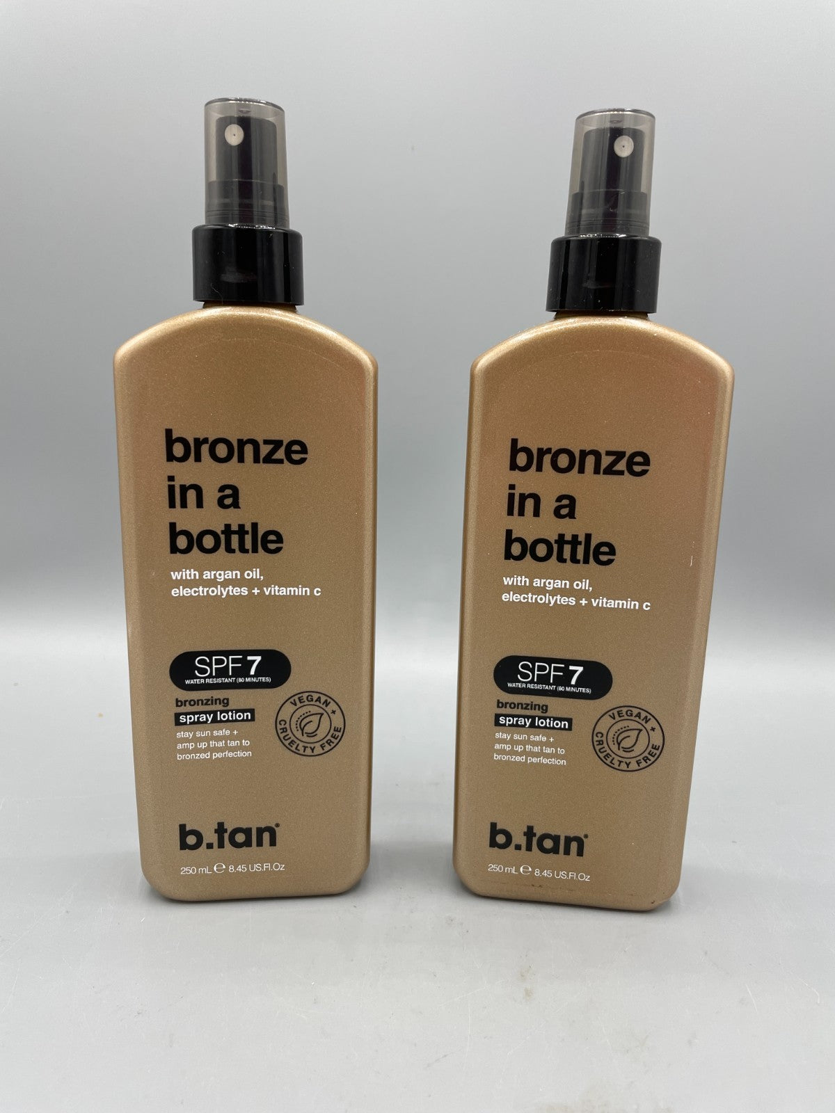 b.tan SPF 7 Sun Tanning Lotion Spray - Bronze in a Bottle, Pack of 2