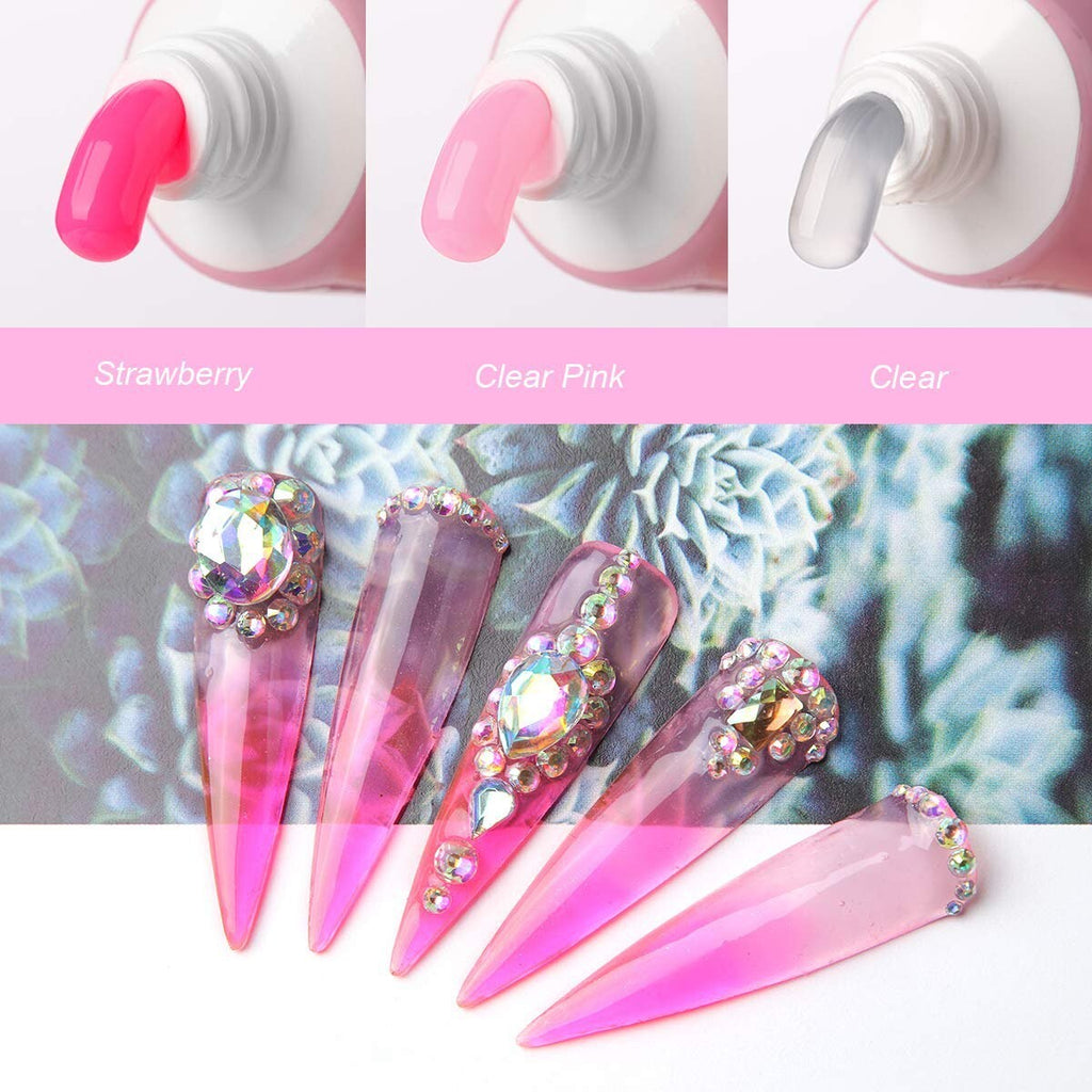 Pink Nail Extension Gel Kit - Long-Lasting Poly Nail Art Set for Beginners