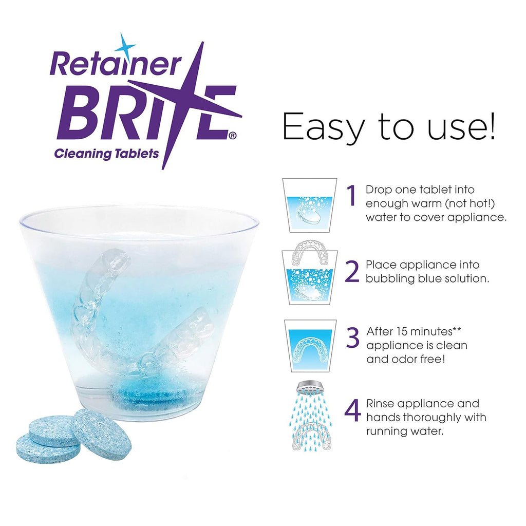 Retainer Brite 6-Month Supply Dental Retainer Cleaner - 2 Boxes, 192 Tablets