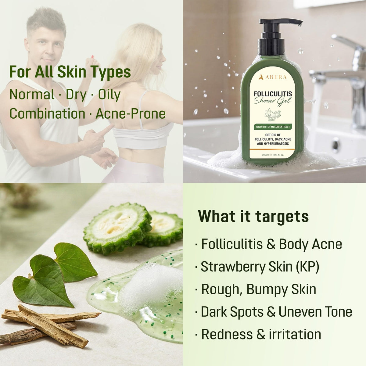 Folliculitis Body Wash with BHA & Wild Bitter Melon – Gentle Skin Clarifying Gel