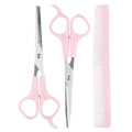 Pink Stainless Steel Hair Cutting Shears Set - 6.7 Inch Thinning & Styling Scissors
