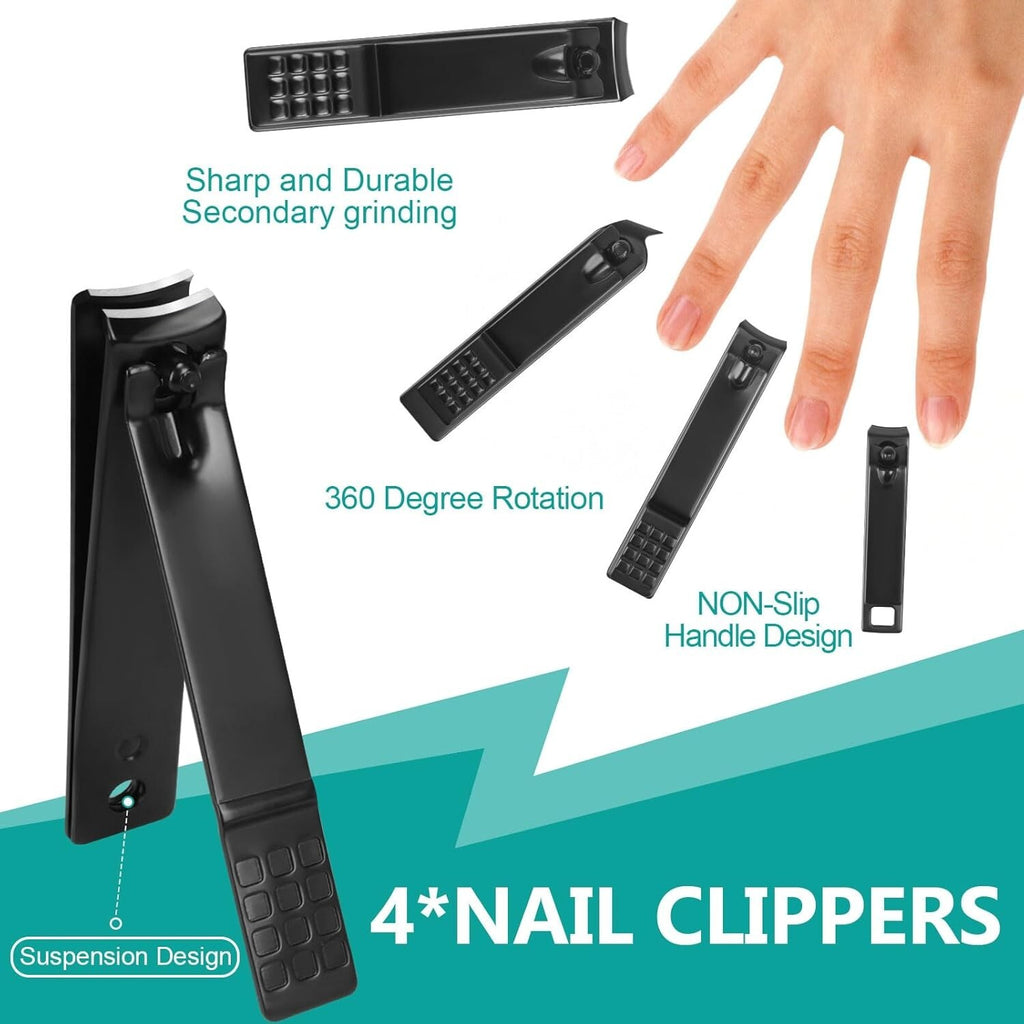 Professional Manicure & Pedicure Kit with 26 Nail Care Tools - Portable Stainless Steel Set