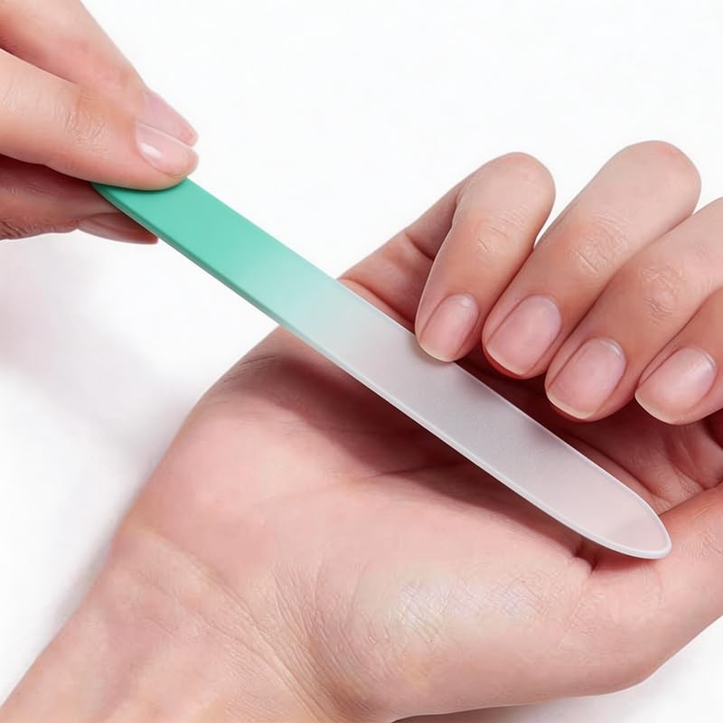 Glass Nail File 3-Pack with Cases for Natural Nails - Gentle & Reusable
