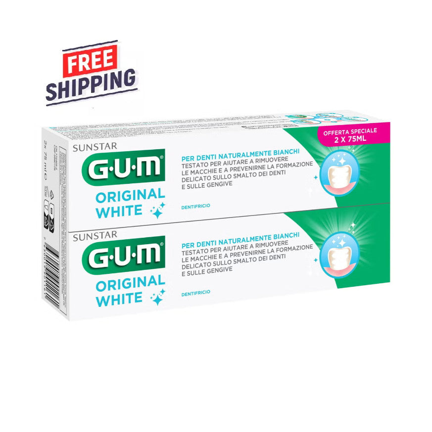 Sunstar GUM Original White Toothpaste 2 Pack 75ml - Fluoride & Enamel Protection