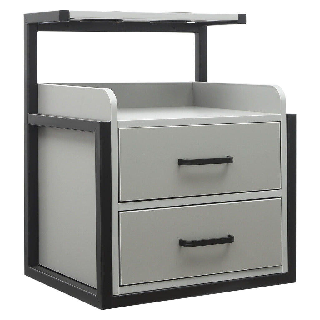 Wall-Mount Salon Station Cabinet with 2 Drawers for Barber & Spa
