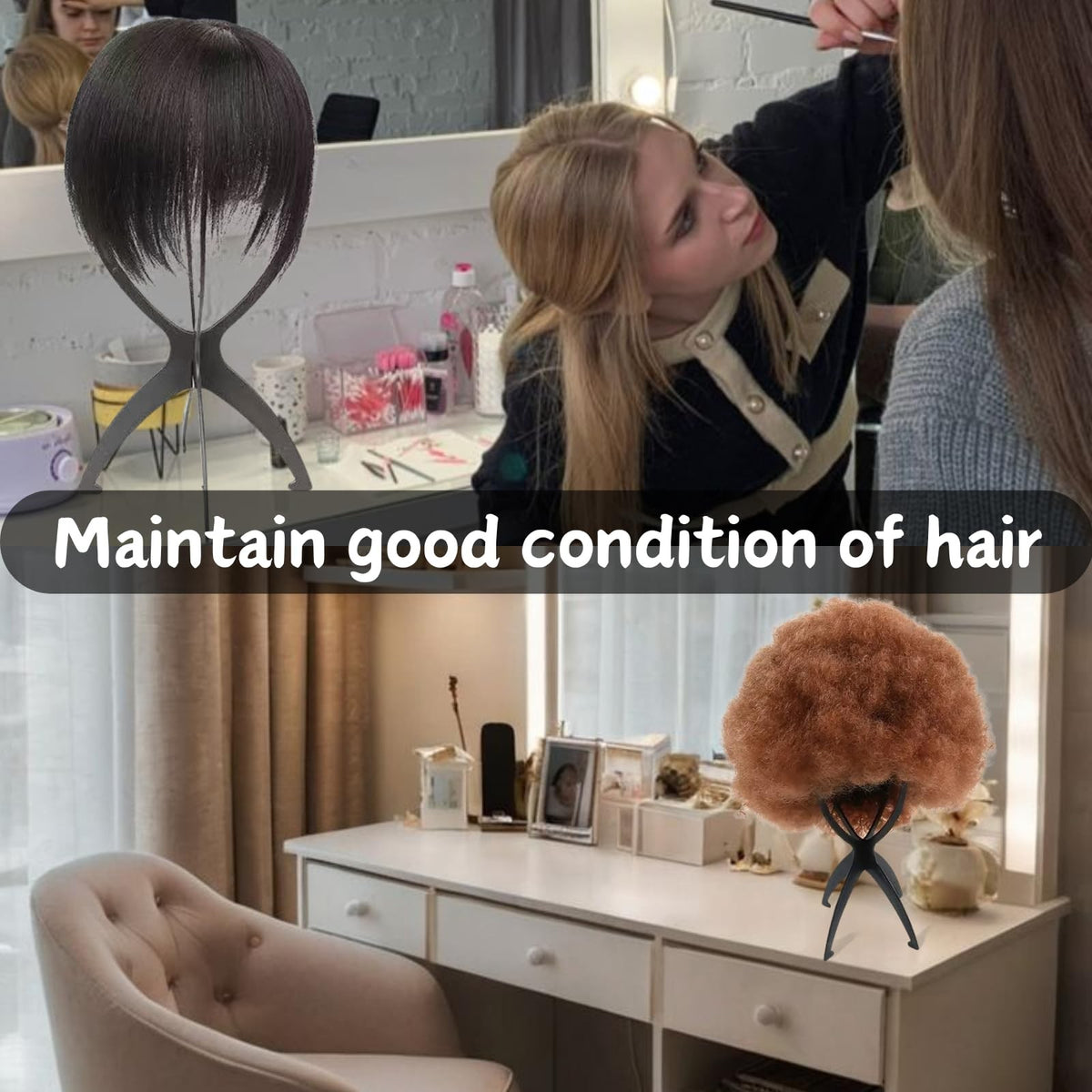 Portable Wig Head Stand Holder for Multiple Wigs and Hat Display