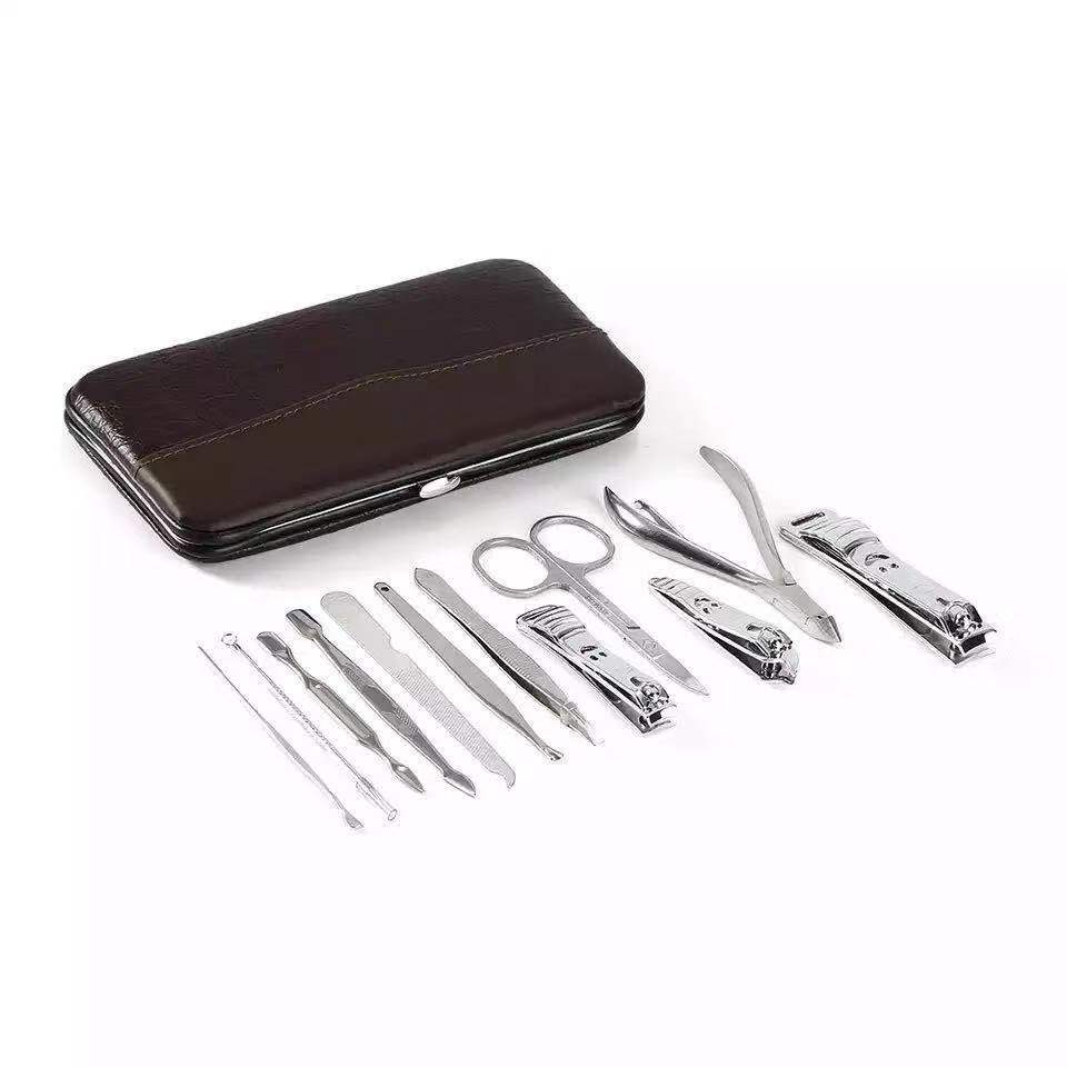 12-Piece Manicure Pedicure Set Stainless Steel Nail Clipper Grooming Kit with Case