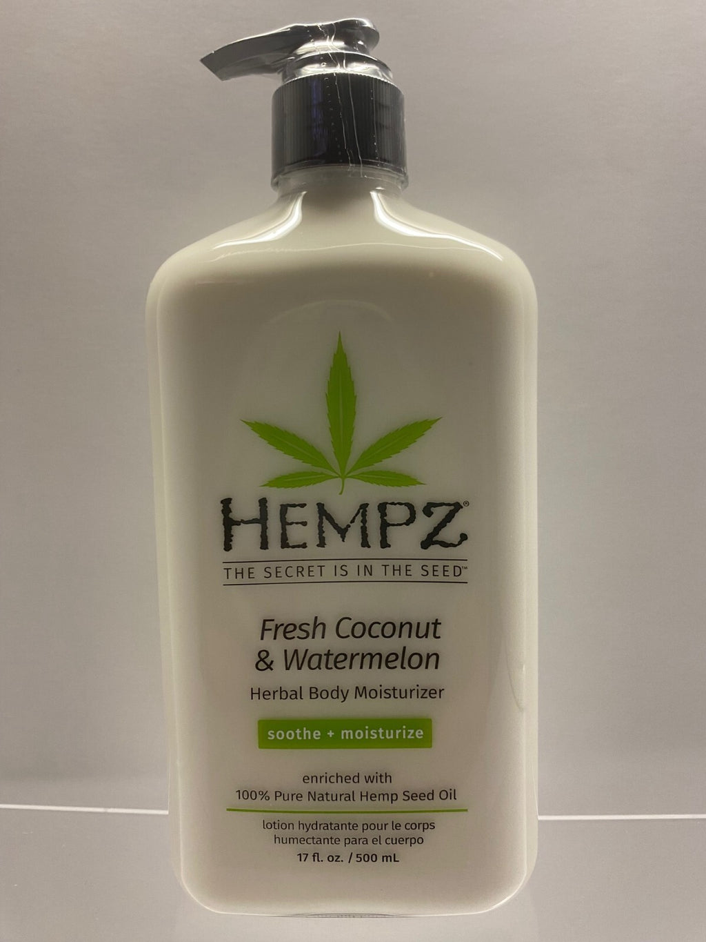 Herbal Body Moisturizer with Hemp Seed Oil - Coconut & Watermelon Scent, 17oz