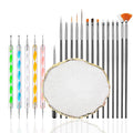 21-Piece Nail Art Brush Set with Dotting Tools & Mixing Palette for Detailed Manicure Designs