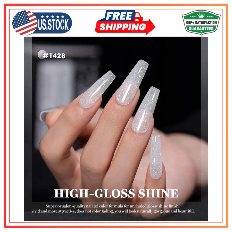 Milky White Reflective Glitter Gel Nail Polish with Diamond Effect