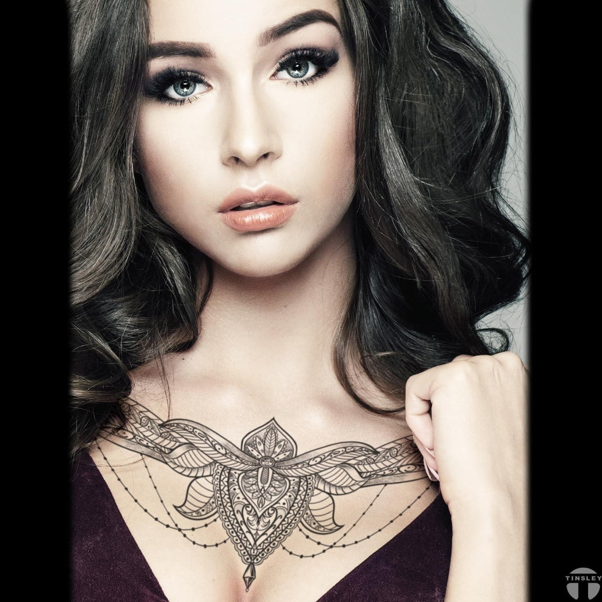 Temporary Clavicle Tattoo - Realistic Mandala Bone FX