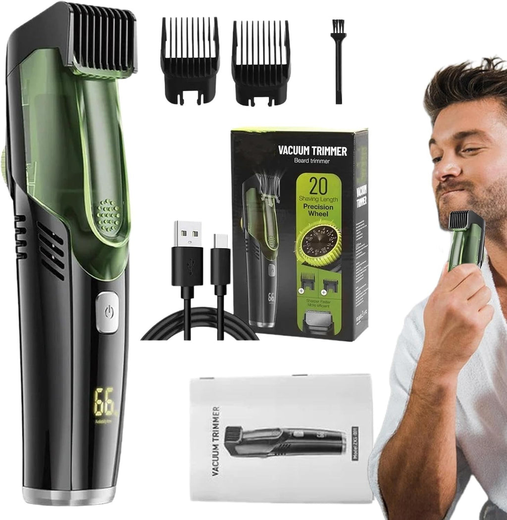 Cordless Waterproof Beard Trimmer with Vacuum and Adjustable Combs