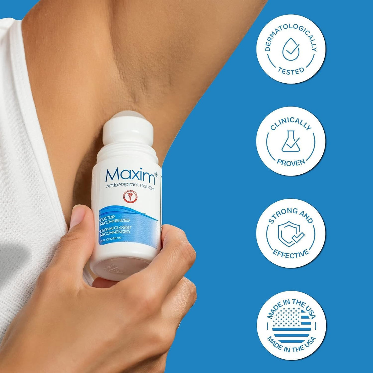 Maxim Clinical Strength Antiperspirant for Hyperhidrosis - Long-Lasting Sweat Control, 1 Fl Oz