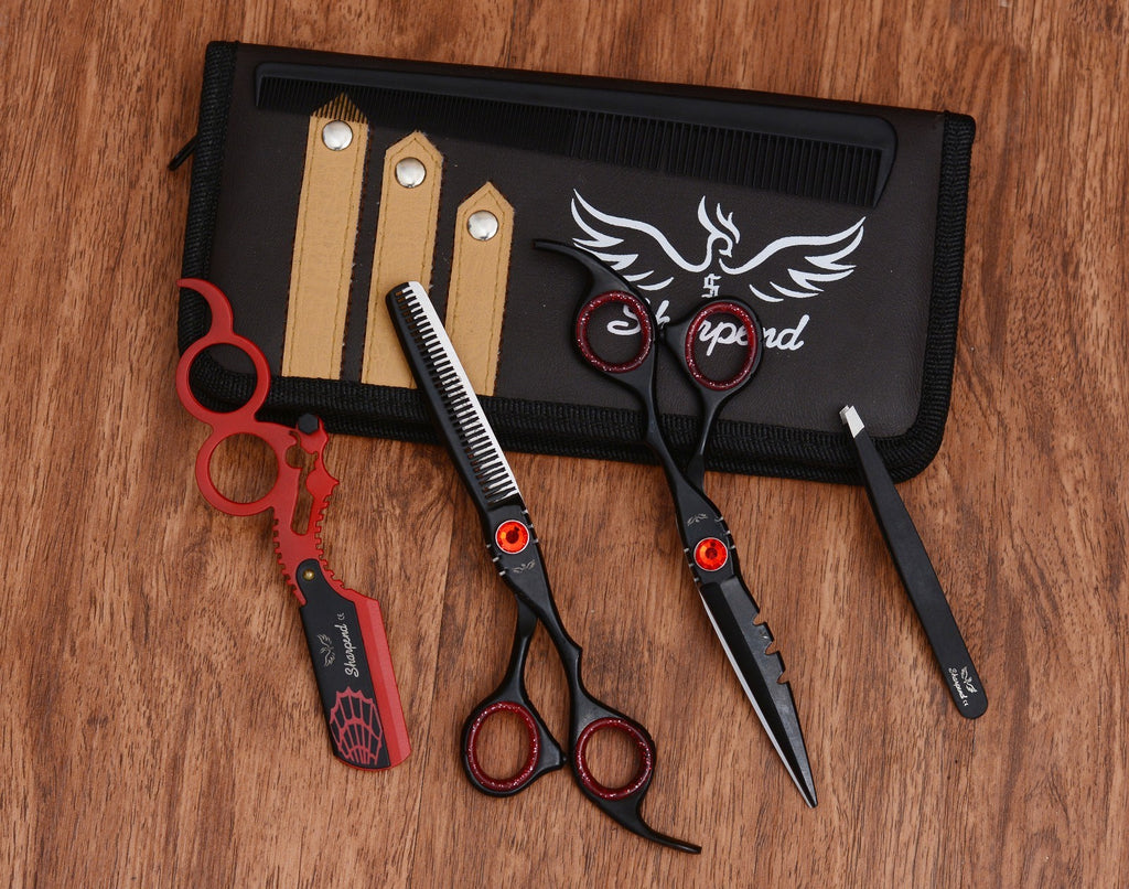 6.5 Inch Professional Hair Cutting & Thinning Scissors Set with Razor & Pouch