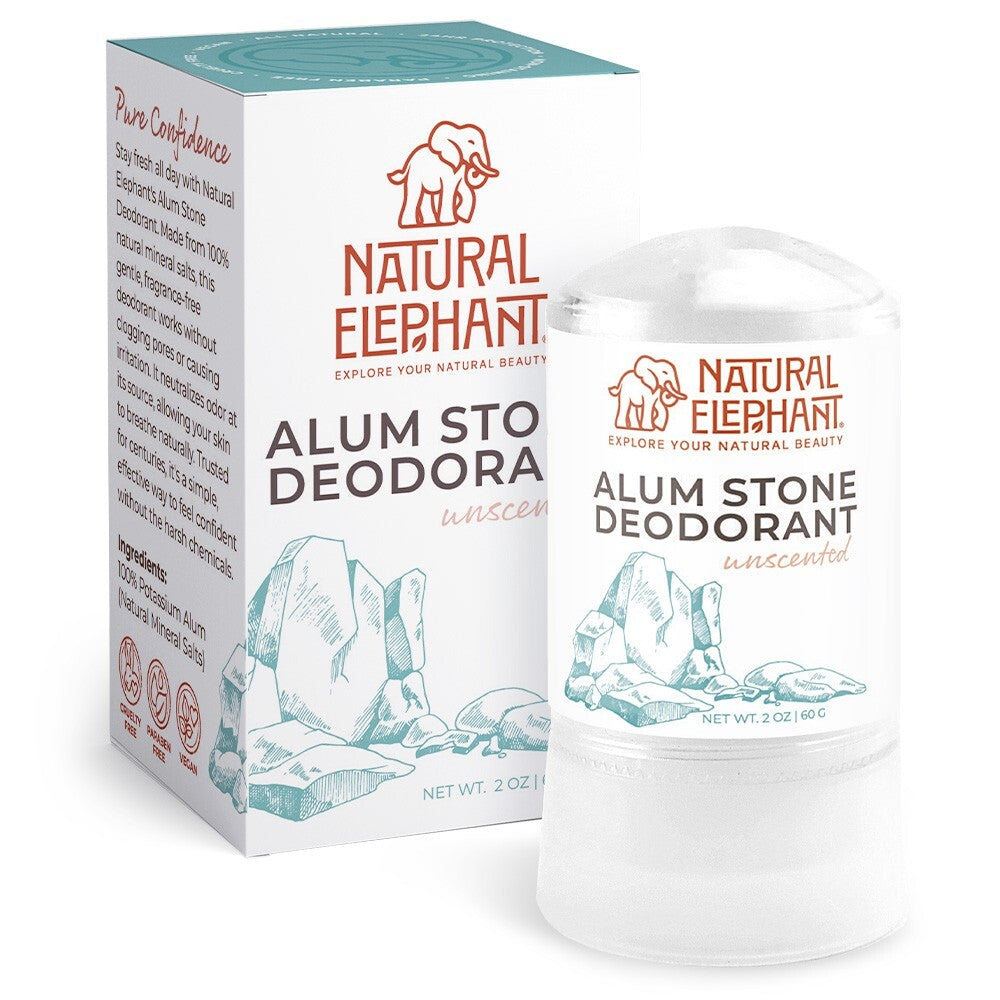 Natural Elephant Alum Stone Deodorant Stick 60g - Natural Mineral Salt for Sensitive Skin