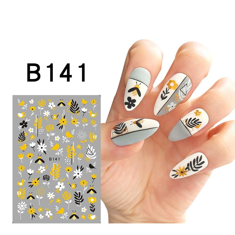 Nail Art Stickers Fish Shell Boat Flower Bee Daisy Leaf Design Sheet