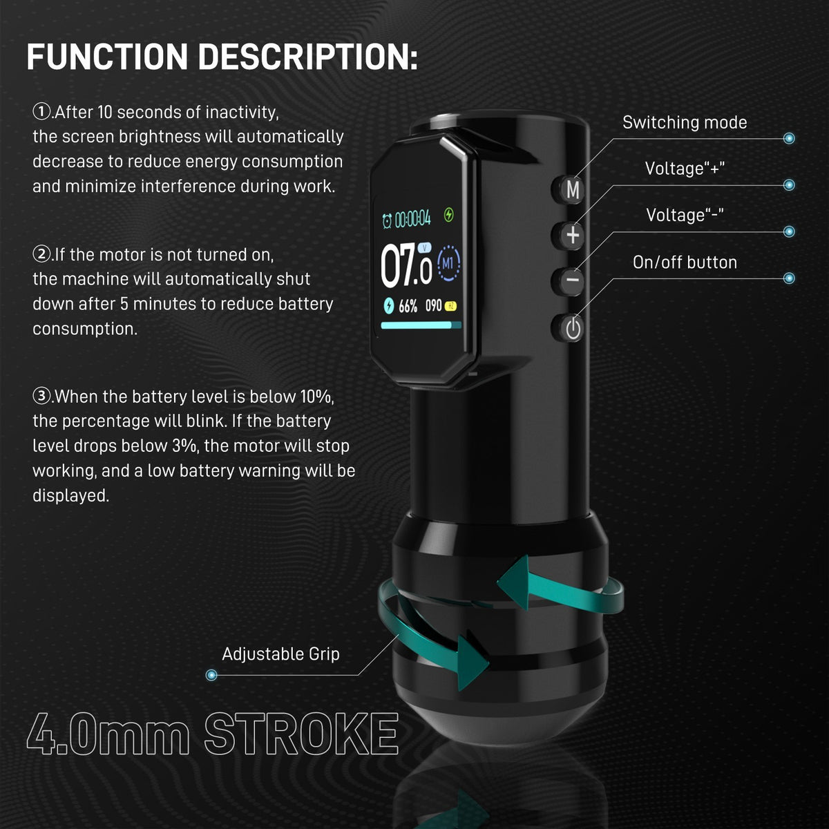 Wireless Tattoo Pen Machine Kit with HD OLED Display, USB‑C Charging