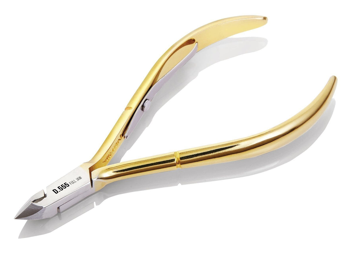 Nghia Hard Steel Cuticle Nipper M.555 Full Jaw Pack of 5 - Gold Plated, Ultra Sharp