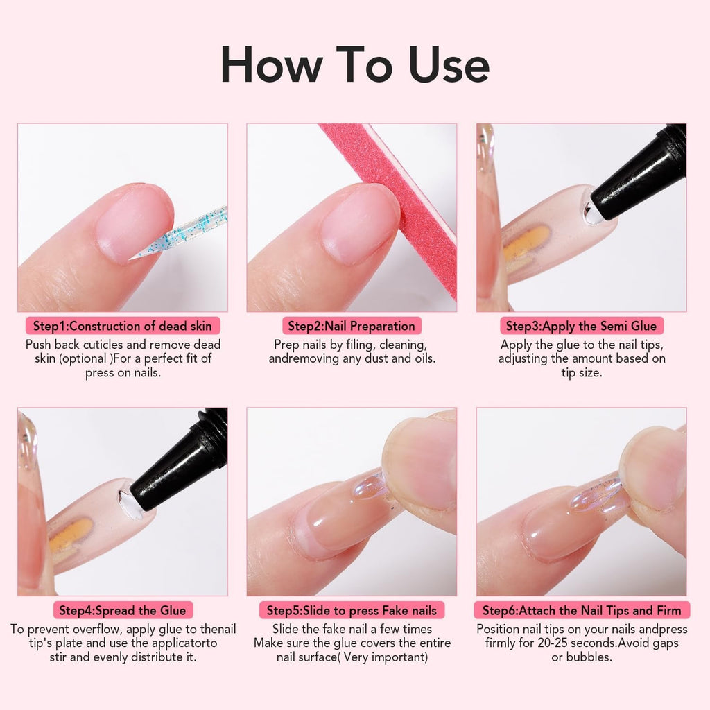 Nail Glue & Remover Set - Quick Drying Semi Solid Nail Adhesive 10g & 10ml Remover