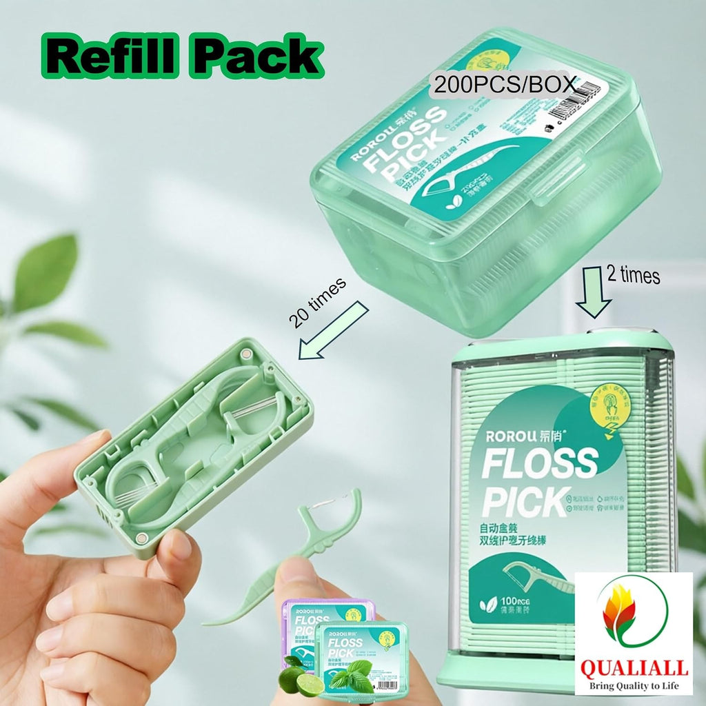 Twin Line Dental Floss Picks 400 Count - Mint & Lime Flossers for Oral Hygiene