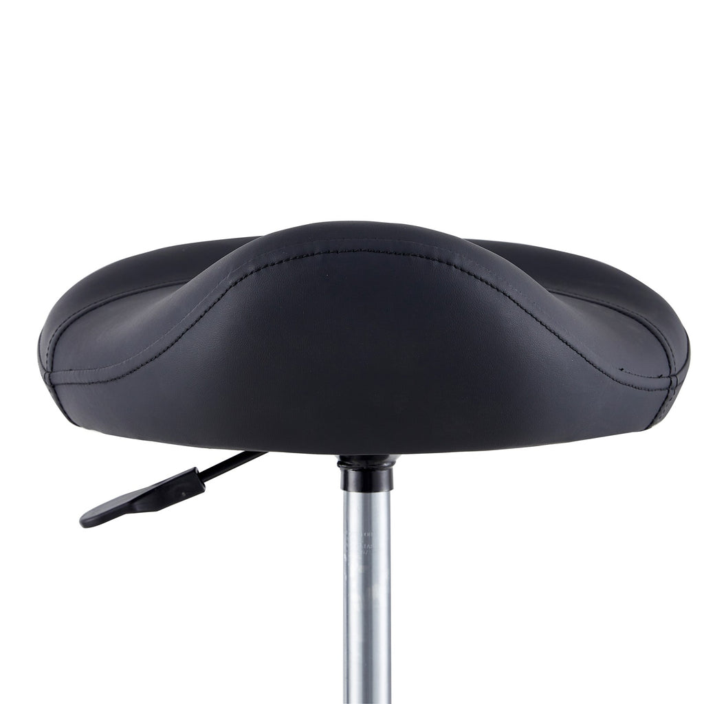 Black Hydraulic Salon Saddle Stool with 360° Swivel for Hair & Tattoo Chairs