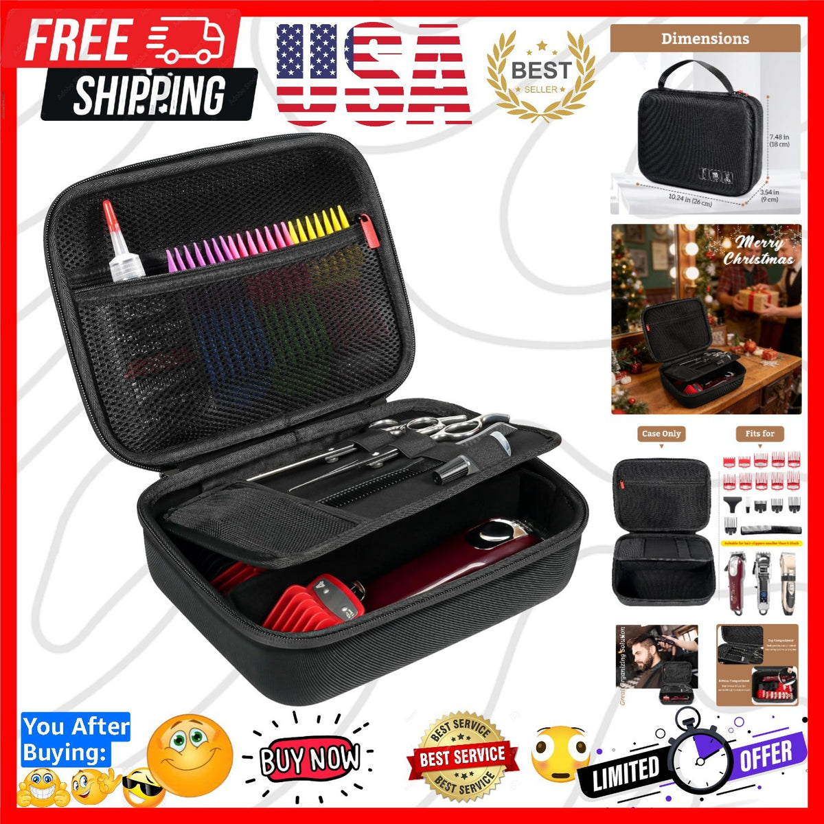 Hard Travel Case for Hair Clippers & Grooming Tools - Waterproof & Shockproof Organizer