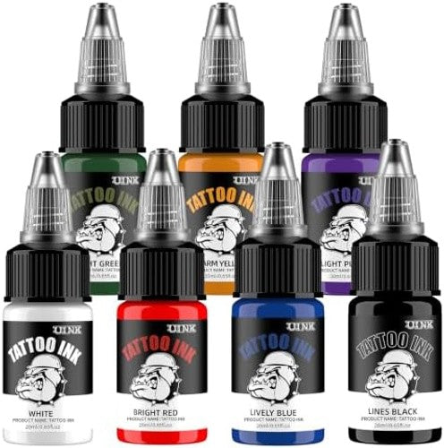 Tattoo Ink Set 7 Colors 0.65oz/20ml Long Lasting Body Art Inks