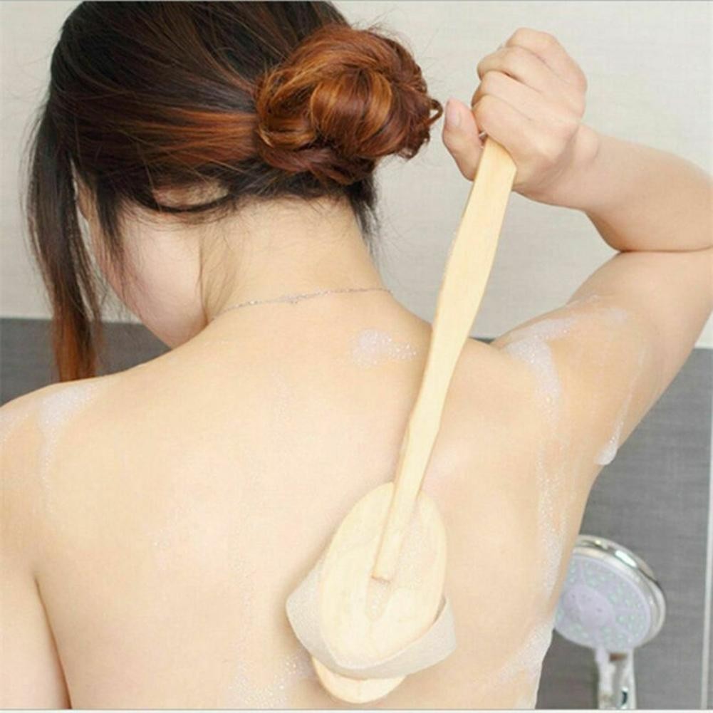 Natural Bristle Body Brush with Long Handle for Back Scrubbing - Eco-Friendly Spa Shower Tool