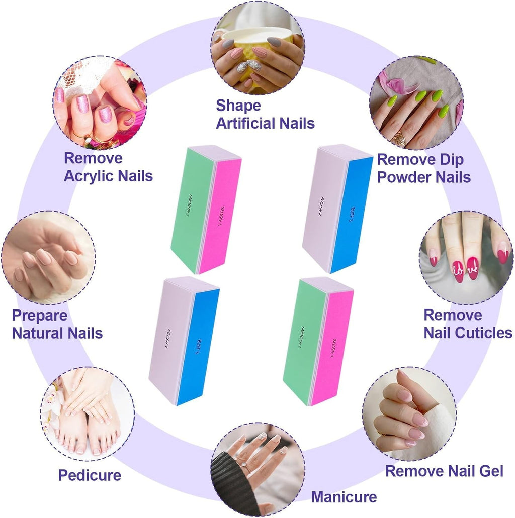 4 Pack Nail Buffer Blocks for Natural & Artificial Nails – Shine & Polish Tool