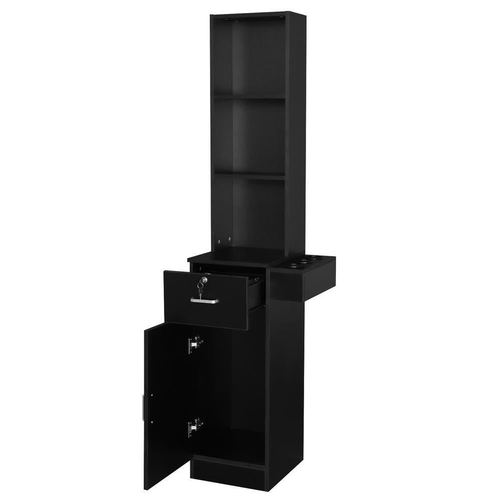 Wall Mount Salon Station with Shelves and Cabinet for Hair Stylist