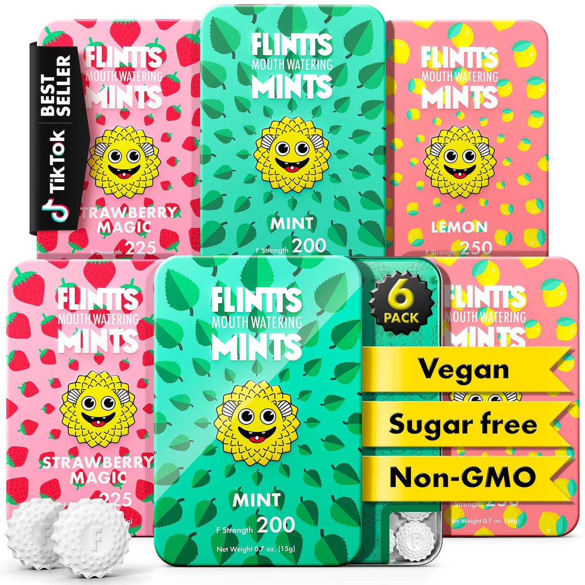 Flintts Sugar-Free Mouthwatering Mints for Dry Mouth Relief - Travel Pack