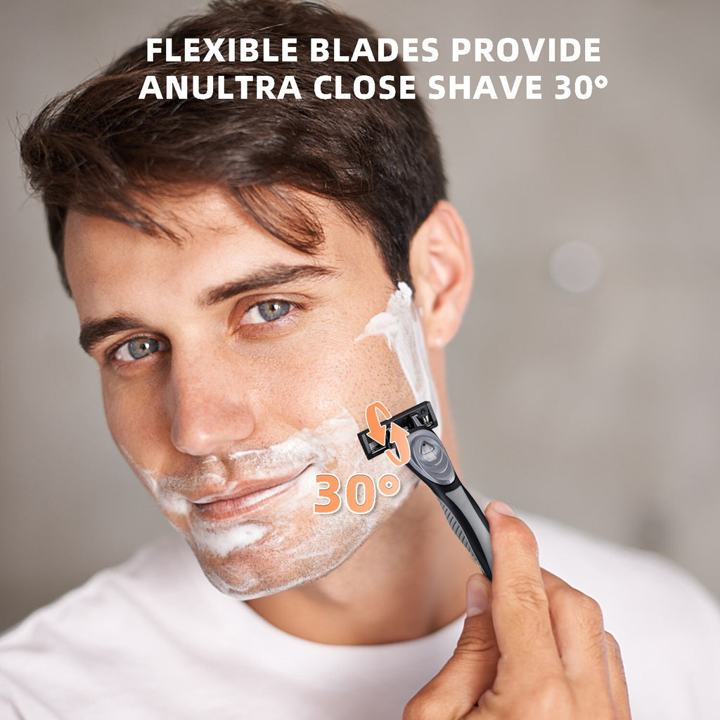 Multi-Layer Razor Handle with 8 Refill Blades - Waterproof & Comfortable
