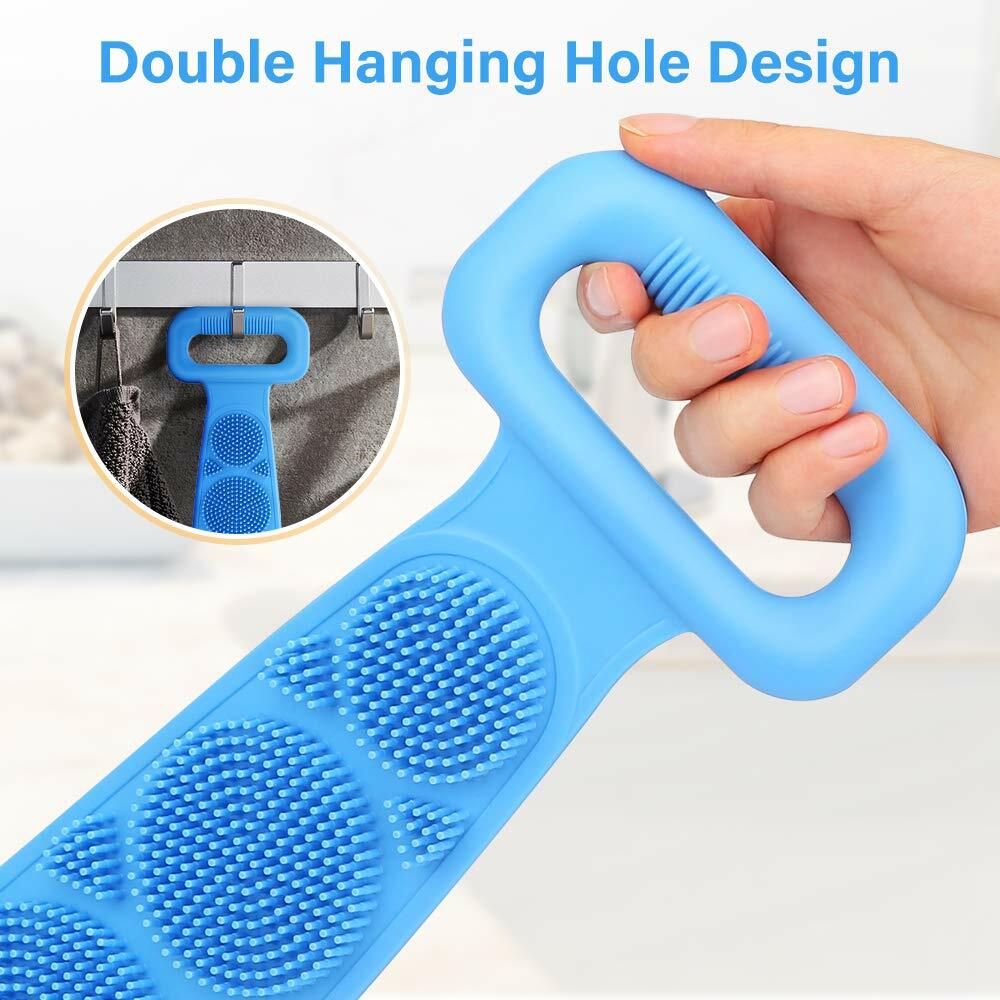 Silicone Shower Back & Body Scrubber Set - 2 Pack, Blue & Purple