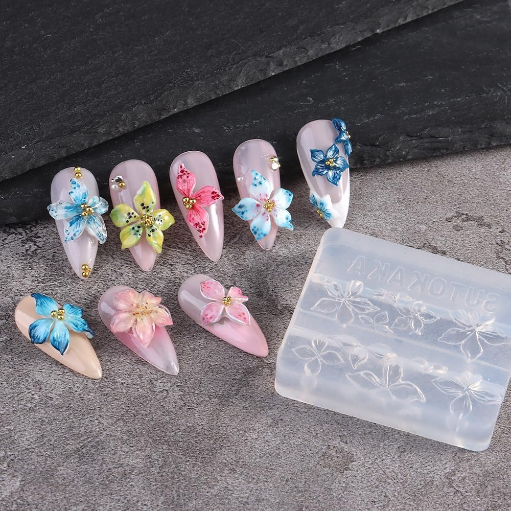 Silicone 3D Hibiscus Flower Nail Mold for Resin Art & DIY Nail Design