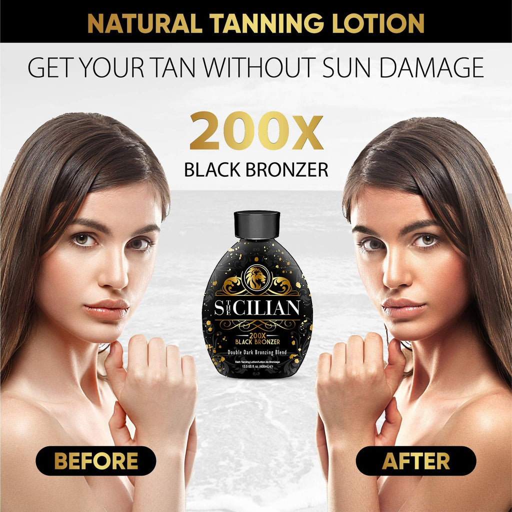 Dark Black Bronzer Tanning Lotion for Glowing Skin - Self Tanner & Sunless
