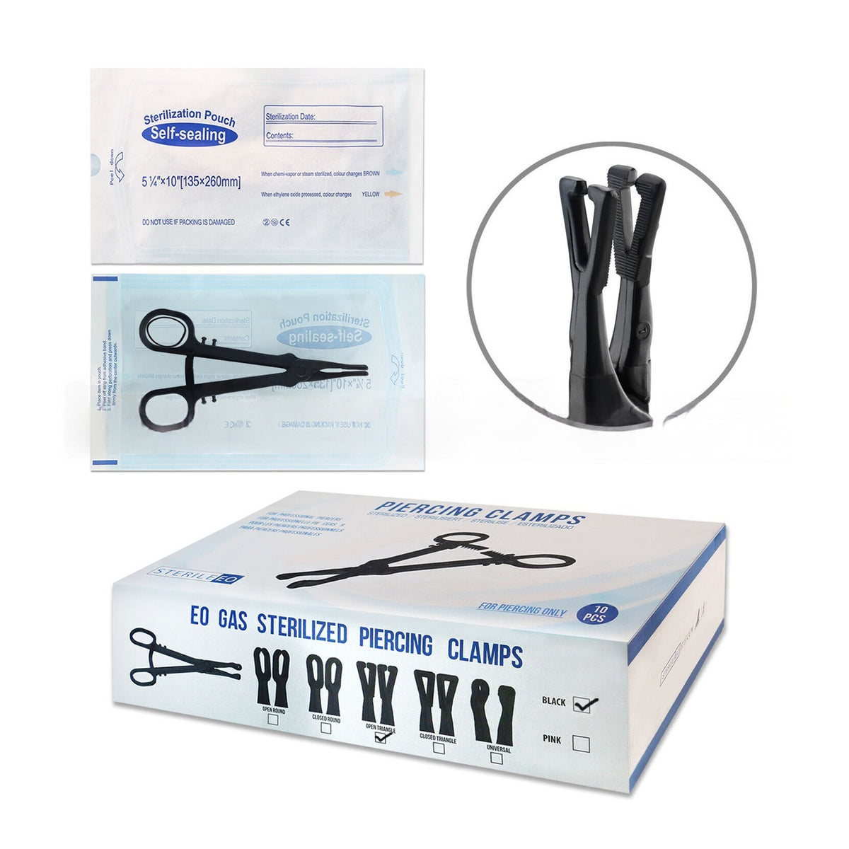 Sterile Triangle Slotted Pennington Piercing Clamp EO Gas Sterilized