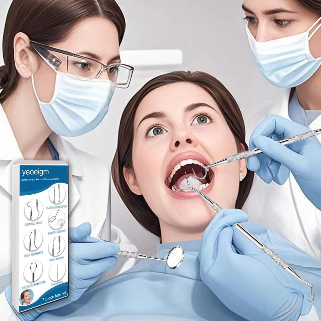 7-Piece Dental Hygiene Kit with Stainless Steel Tools for Teeth Cleaning