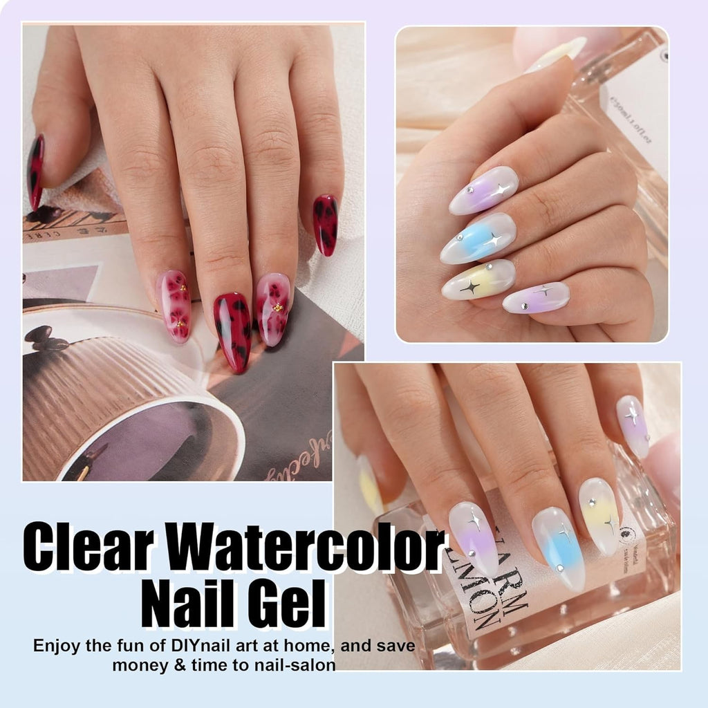Blooming Gel Nail Polish 15ml Clear UV Gel for Watercolor & Marble Nail Art