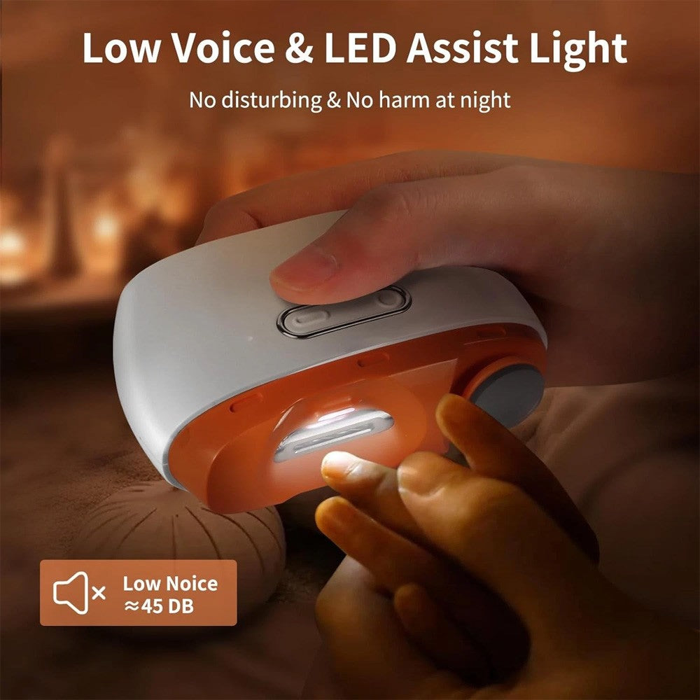 Electric Toe Nail Clippers for Thick Nails - Rechargeable Nail Trimmer with LED Light & Polishing