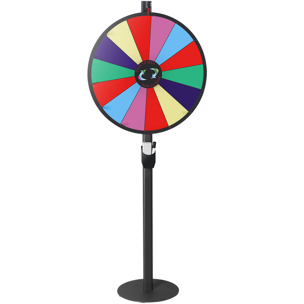 24-Inch Prize Wheel with 14 Customizable Slots & Dry Erase Markers - Floor Stand Spinning Game