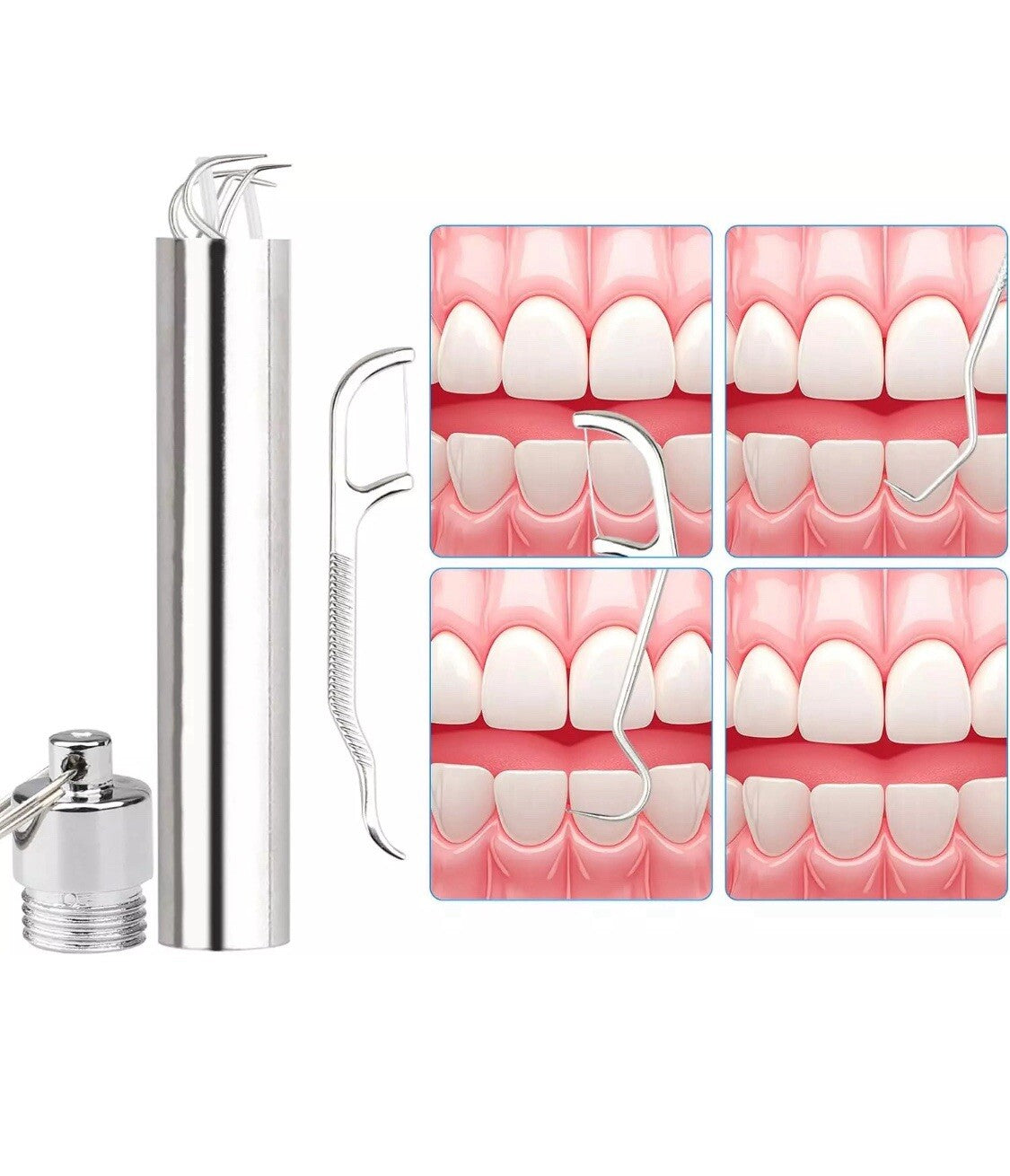 7PCS Reusable Metal Toothpick Set with Storage Tube - Stainless Steel Oral Care