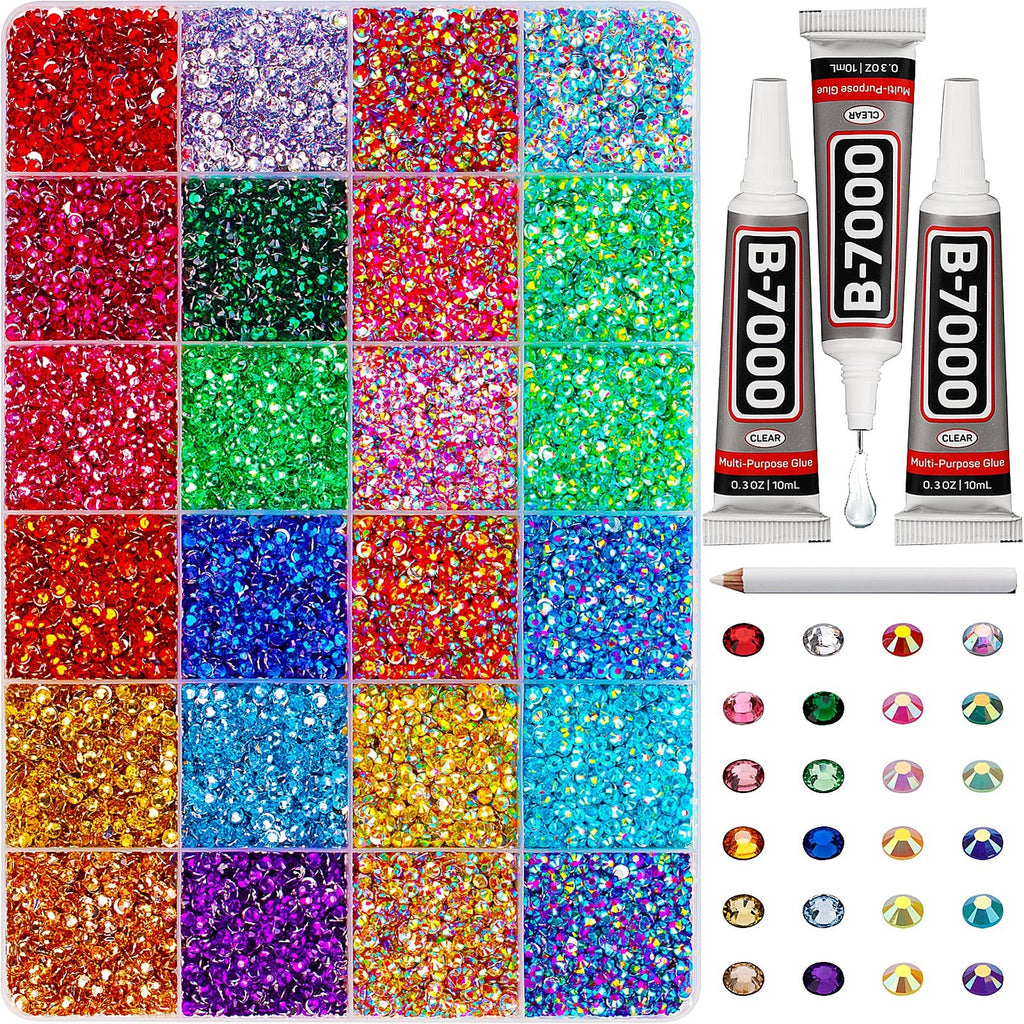 31000Pcs Rhinestones Bedazzling Kit for Crafts Clothes Nail Art with Glue