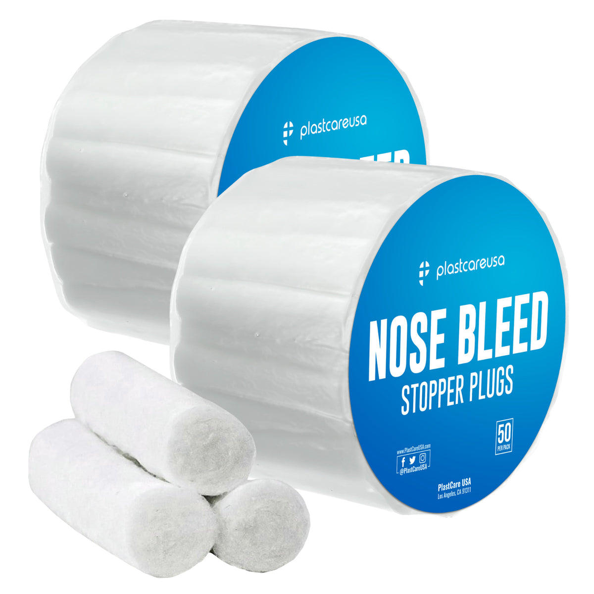 Nose Bleed Stop Plugs - 50 Pack, Extra Absorbent Blood Clotting, Kids & Adults