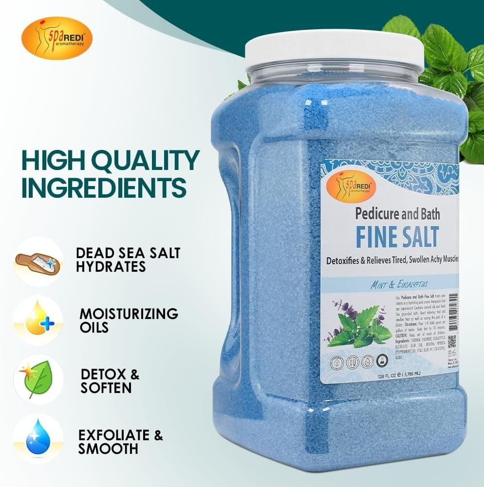 Spa Redi Mint & Eucalyptus Bath Salt for Pedicure & Relaxation 128oz
