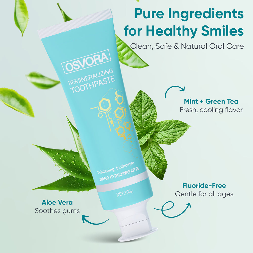 Remineralizing Fluoride-Free Toothpaste with Nano Hydroxyapatite - Natural Oral Care