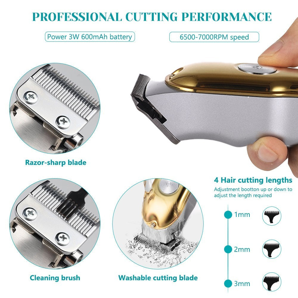 Wireless Solar Hair Clipper with LED Display & Turbo Mode - Men’s Cordless Trimmer