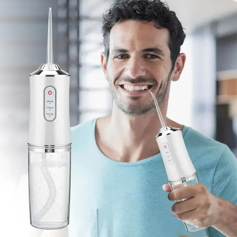 Cordless Water Flosser Dental Oral Irrigator Travel Teeth Cleaner - 3 Modes, 4 Tips