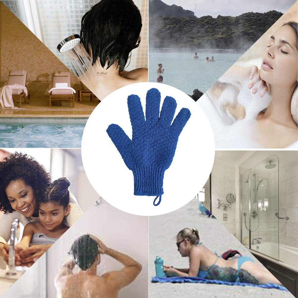 Longer Large Exfoliating Bath Gloves - 4 Pcs Body Scrubbing Mitts for Shower & Spa