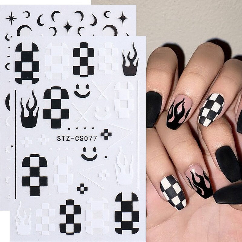 Nail Decals Stickers - Crescent Moon, Star, Heart, Flower, Leaf Designs for Nail Art