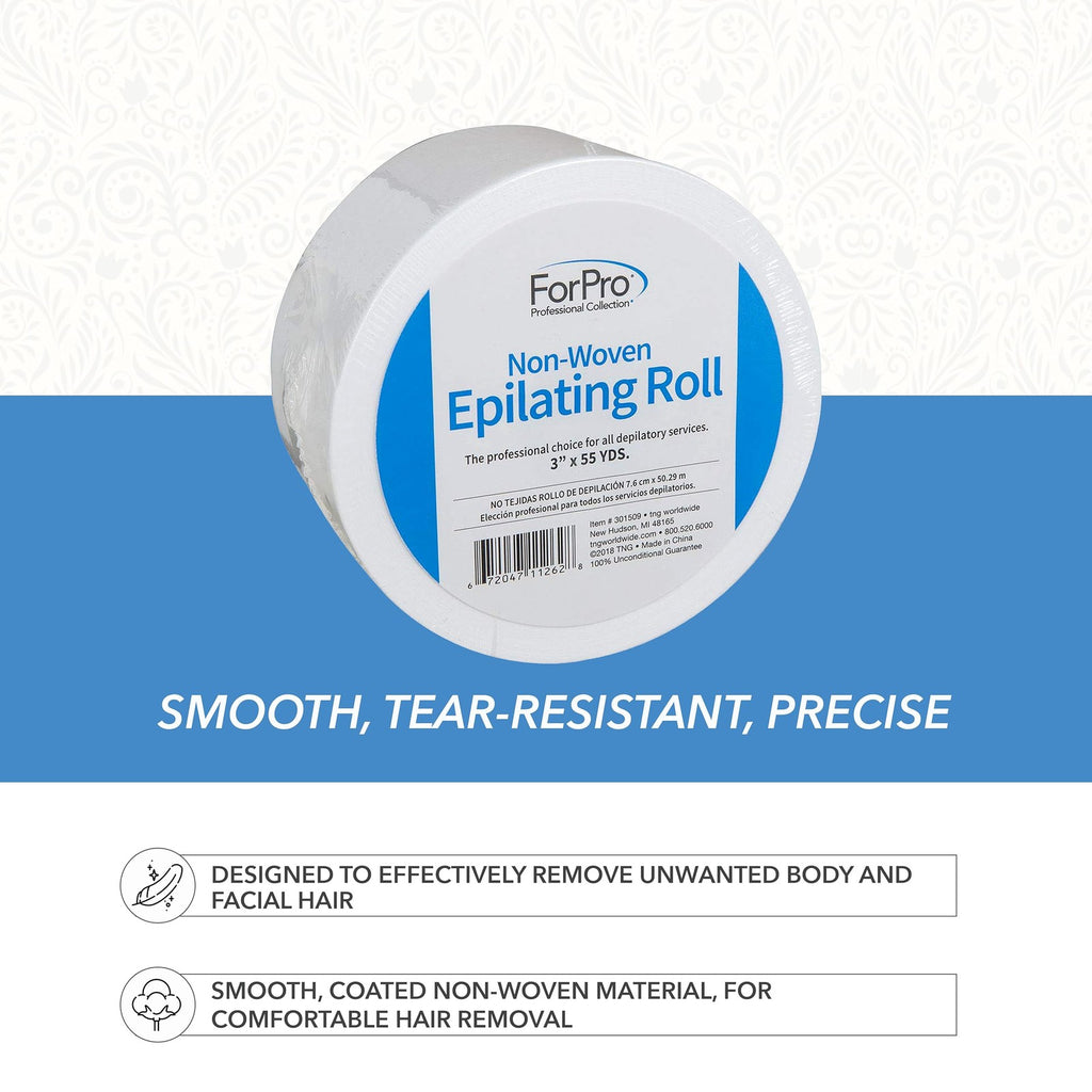 Non-Woven Epilating Roll for Hair Removal, 3 x 55 Yards, White